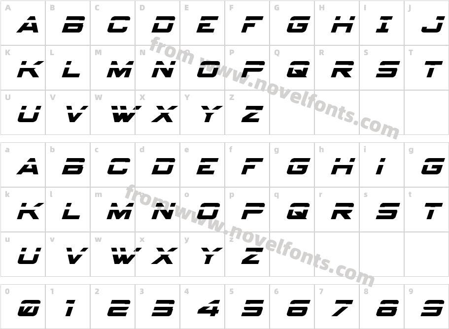 Spy Agency Laser ItalicCharacter Map