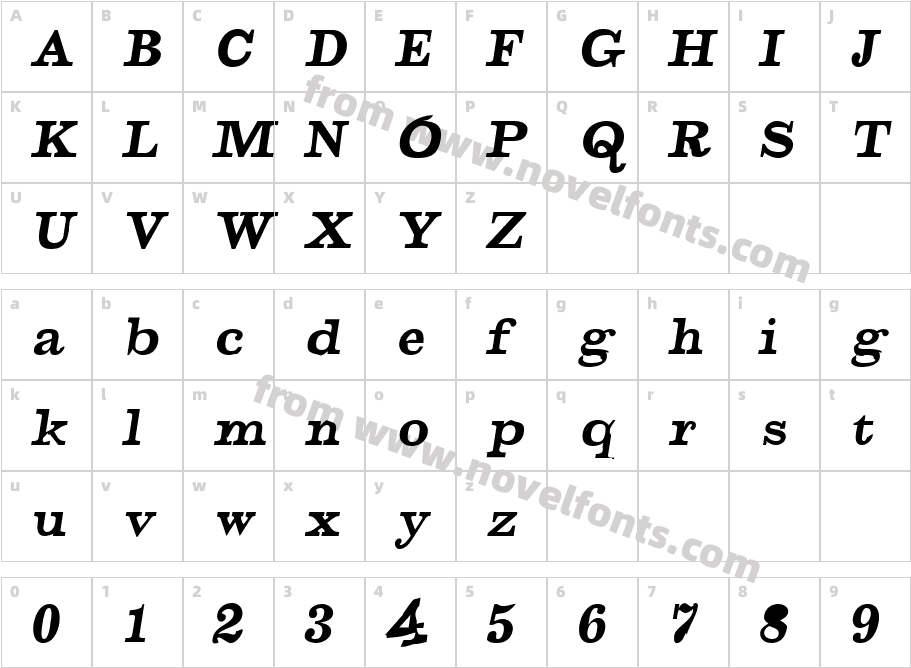 Squirt ItalicCharacter Map