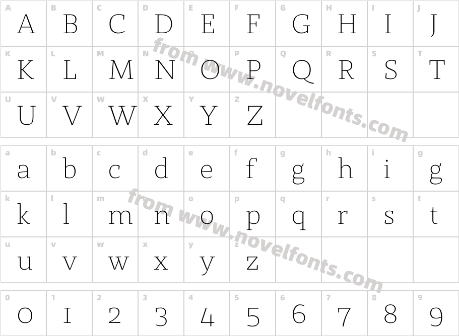 St Marie Pro Extra LightCharacter Map