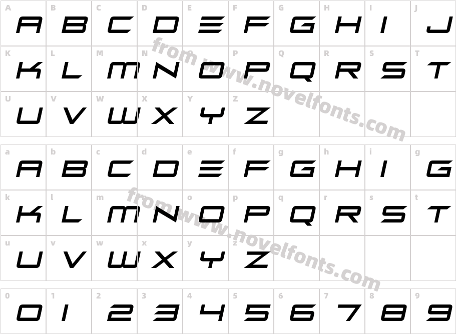 Star Killers ItalicCharacter Map