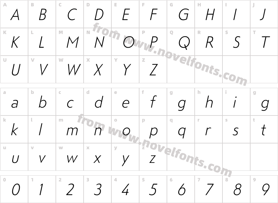 Steagal Light ItalicCharacter Map