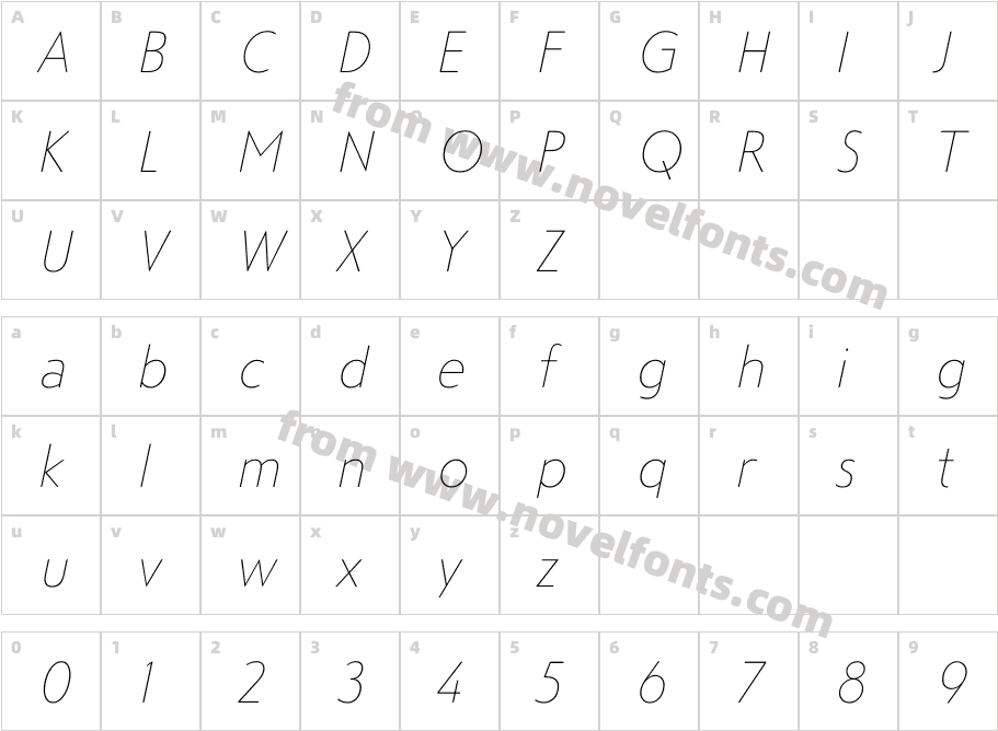 Steagal Thin ItalicCharacter Map