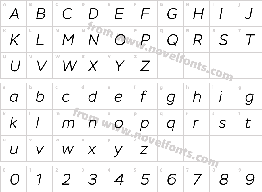 Stem Light ItalicCharacter Map