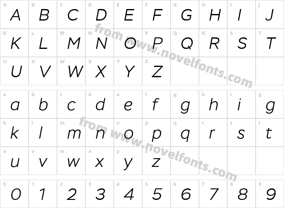 Stem Light ItalicCharacter Map