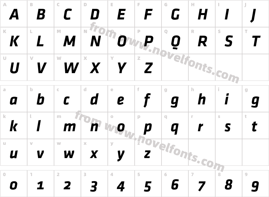 KlavikaBold-BoldItalicOSFCharacter Map