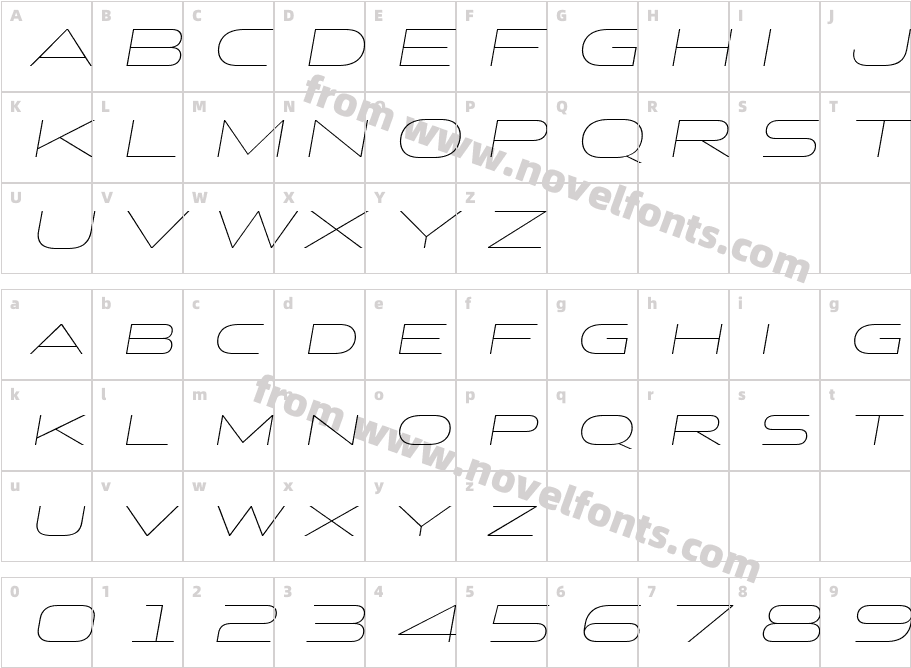 Stereo Gothic 100 ItalicCharacter Map