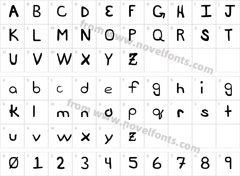 Steve's Handwriting BasicCharacter Map