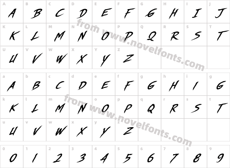 Story Brush SlantedCharacter Map