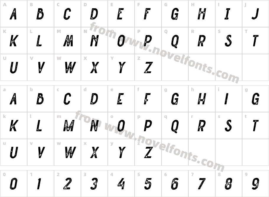 Straightler Oblique PressCharacter Map