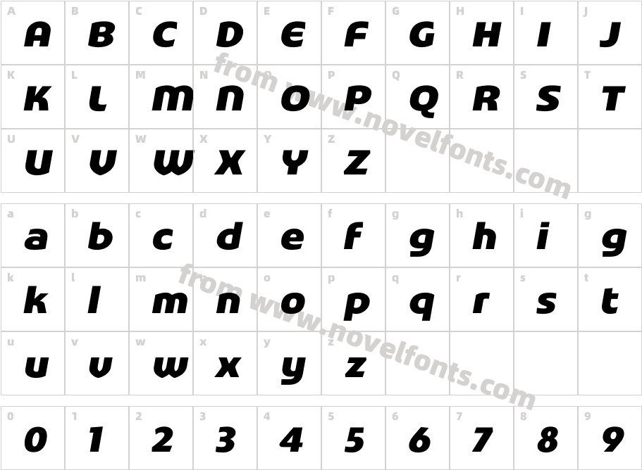 Stumpy ObliqueCharacter Map
