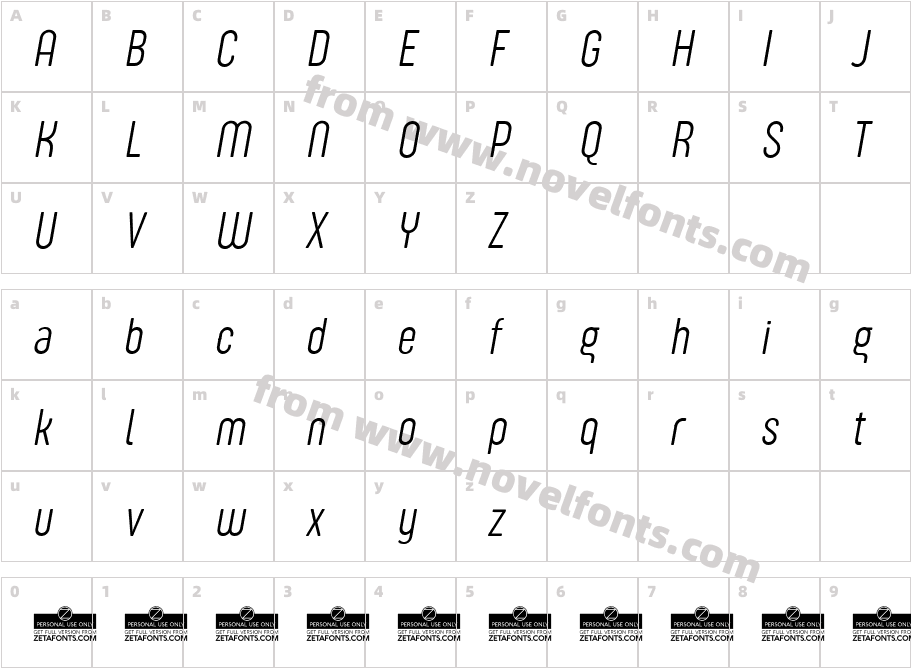 Sugo Pro Display Trial Extra Light ItalicCharacter Map