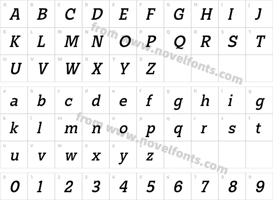 Suite Slab Light ItalicCharacter Map