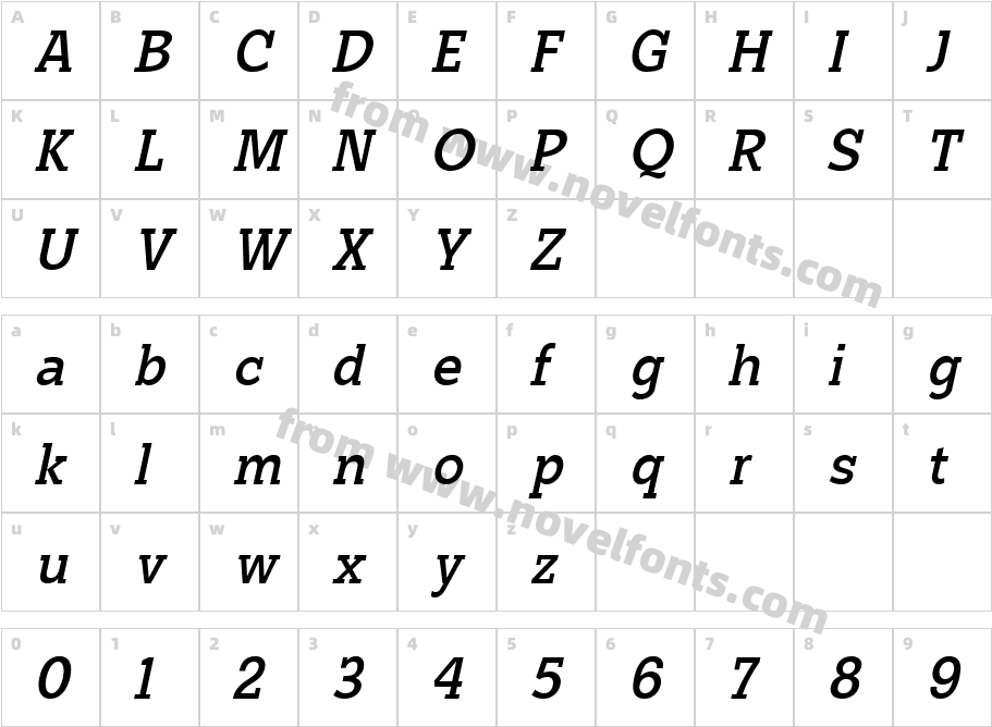 Suite Slab Light ItalicCharacter Map