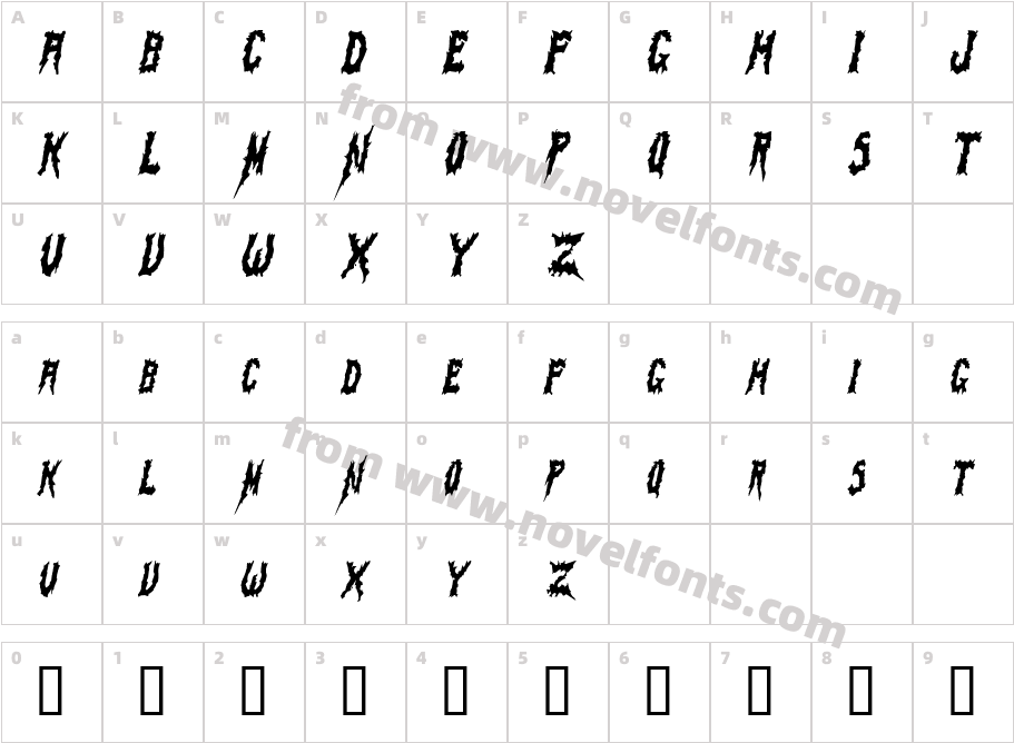 Swamp Terror Condensed ItalicSWFTECharacter Map
