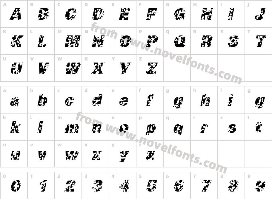 Swiss Cheese ItalicCharacter Map
