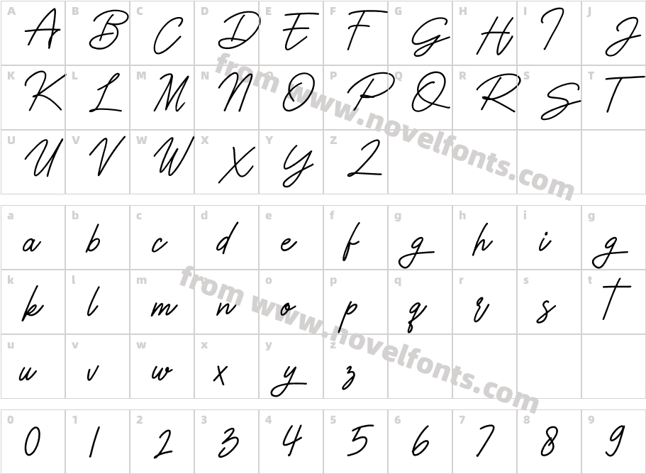 Symphony RegularCharacter Map