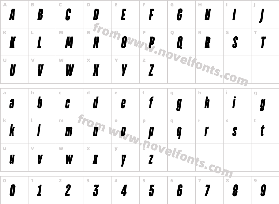 TT Directors Rough Black ItalicCharacter Map