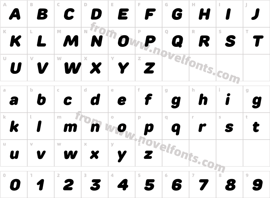 TT Rounds Black ItalicCharacter Map
