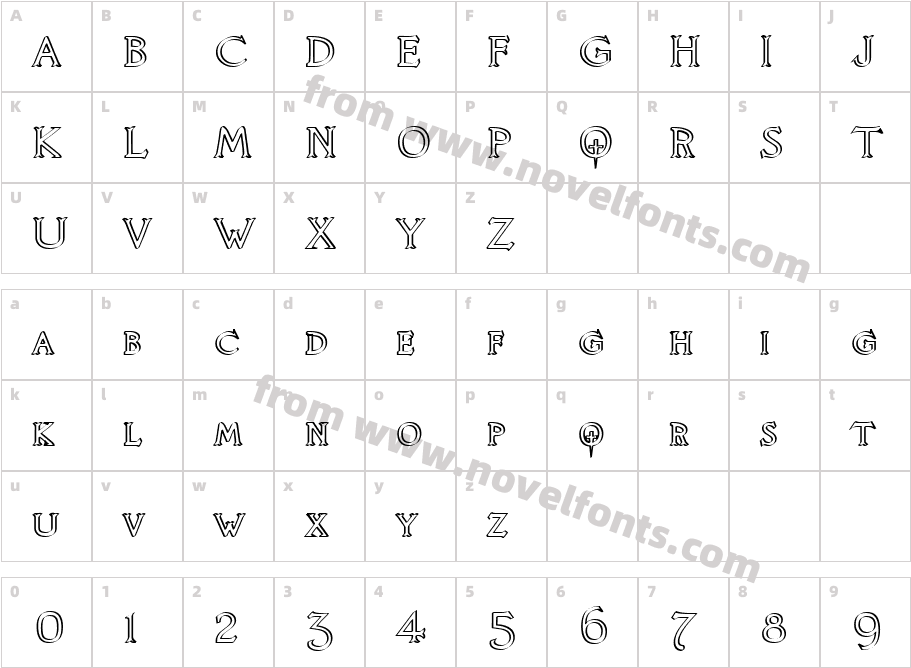 Knights Quest CalligCharacter Map