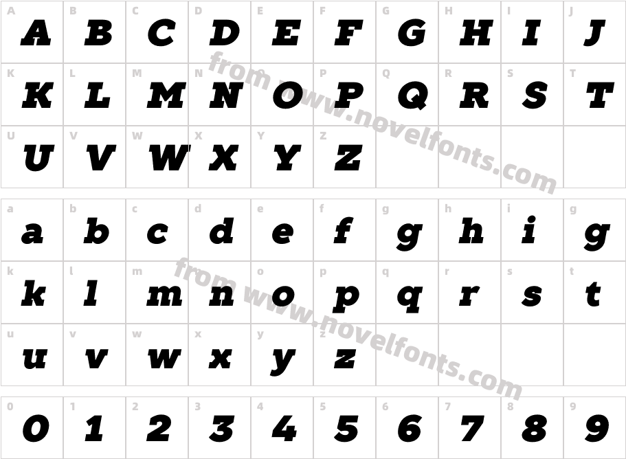 TT Slabs Black ItalicCharacter Map