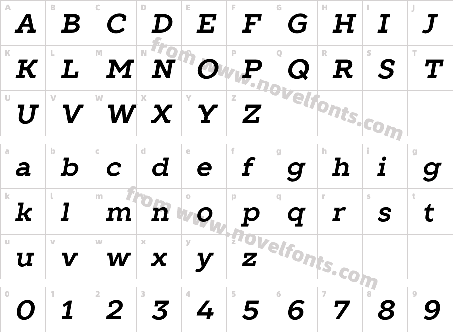 TT Slabs Bold ItalicCharacter Map