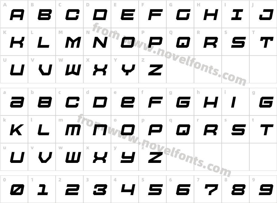 Tactical ObliqueCharacter Map