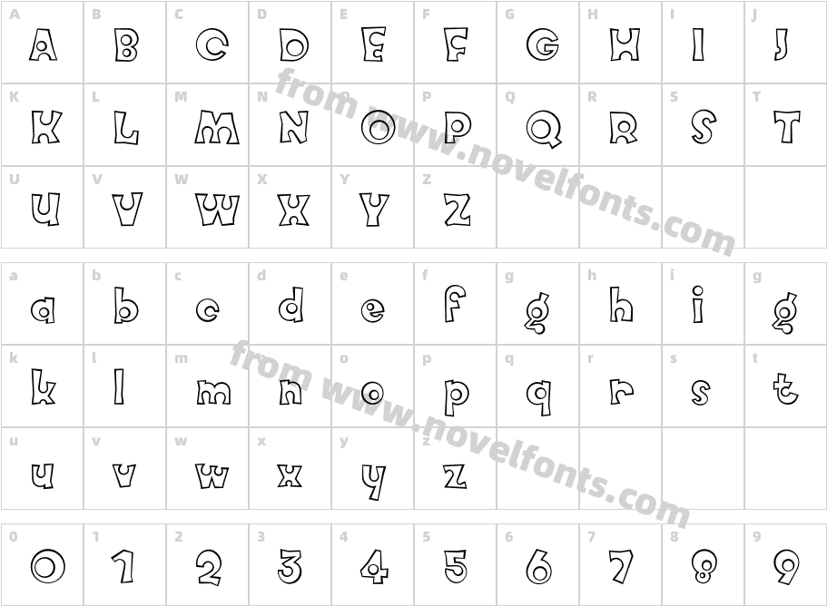 Knobcheese OutlineCharacter Map