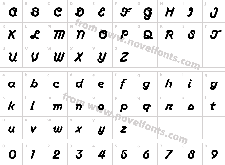 Tarantula Script RR BoldCharacter Map