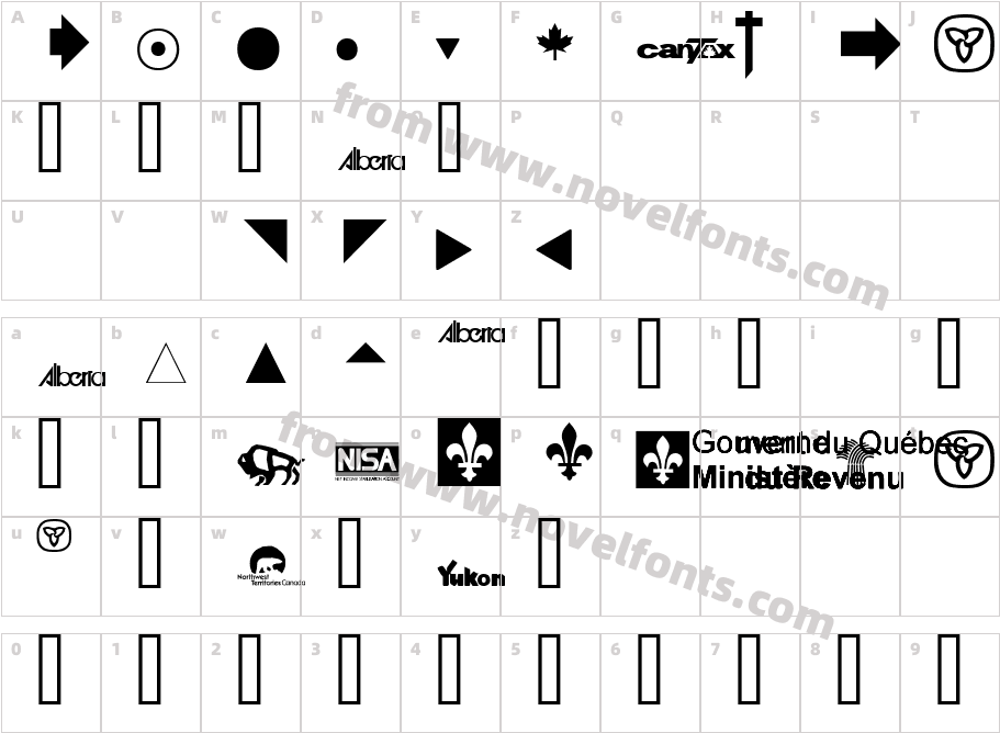 Tax FontsCharacter Map
