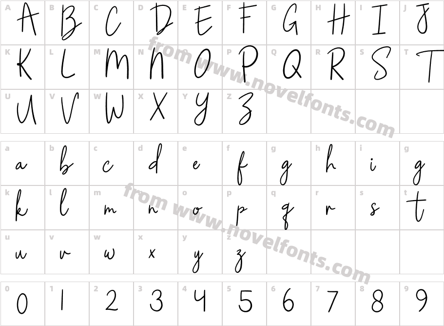 Teacher Signature RegularCharacter Map