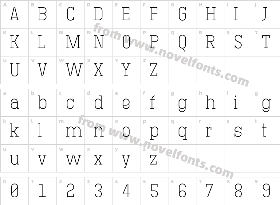 Technik Serif 100Character Map