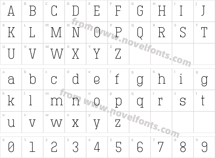 Technik Serif 100Character Map