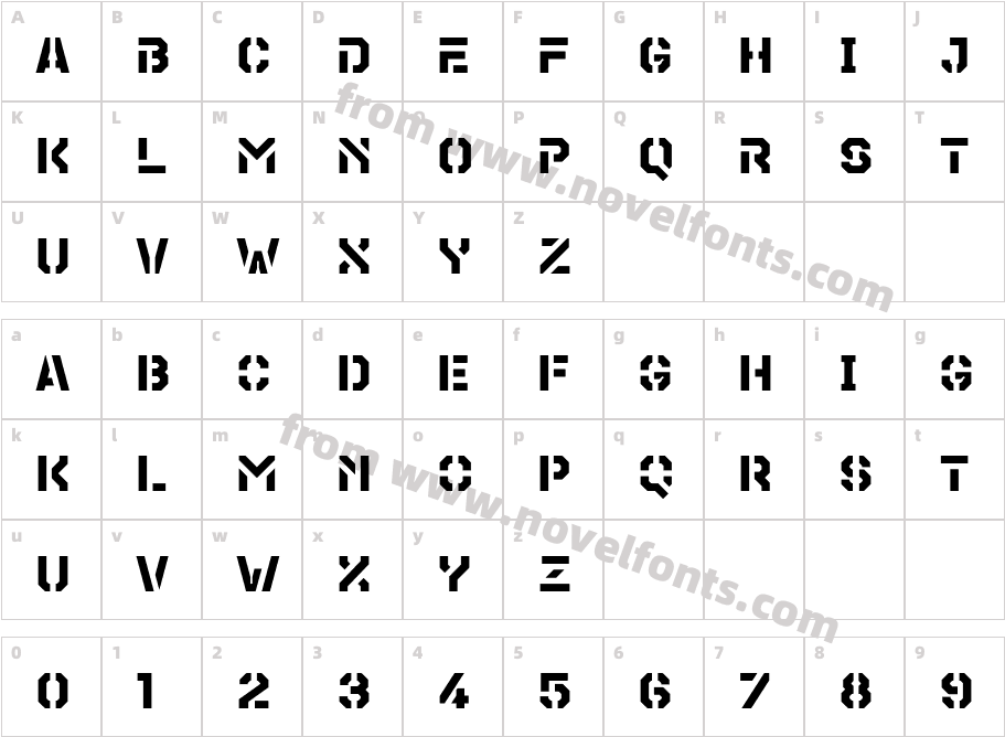 Teco Sans Stencil BoldCharacter Map