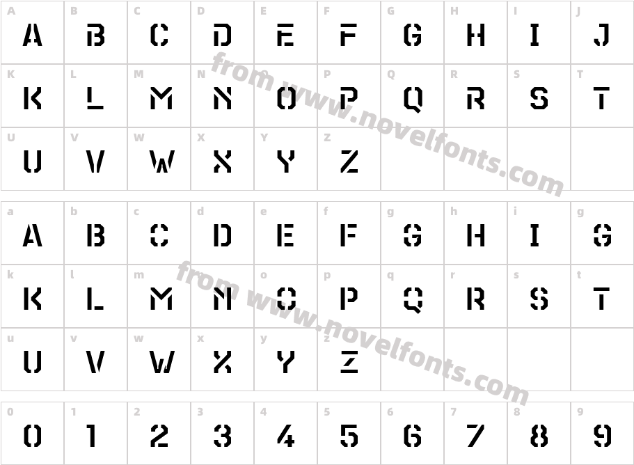 Teco Sans StencilCharacter Map