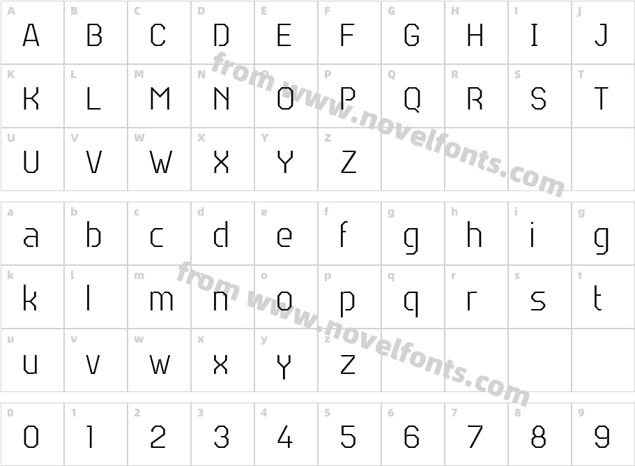 Teco Sans ThinCharacter Map