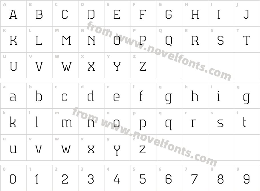 Teco Serif ThinCharacter Map