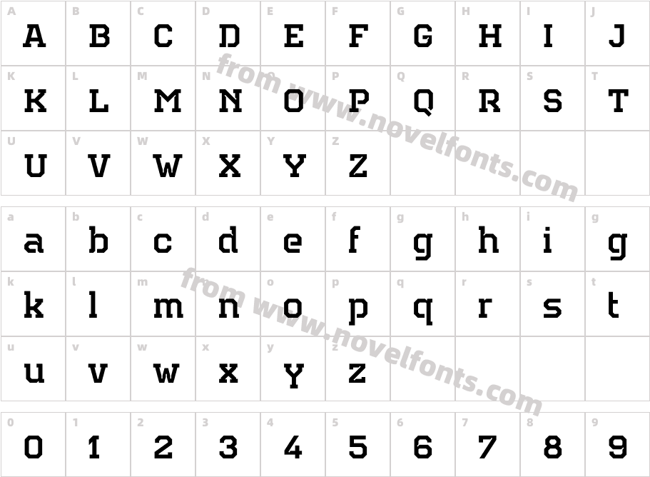 Teco SerifCharacter Map