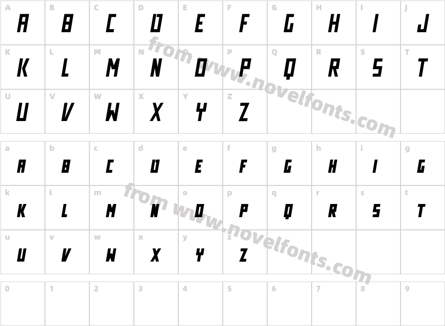 Tekno ItalicCharacter Map