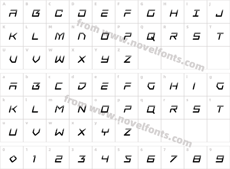 Tempest Apache Halftone ItalicCharacter Map