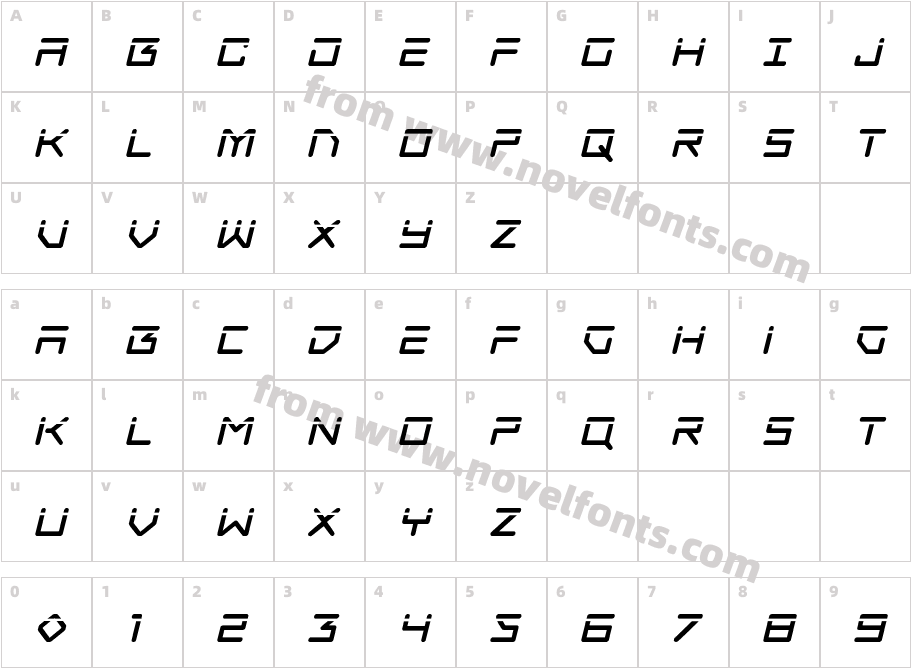 Tempest Apache Laser ItalicCharacter Map