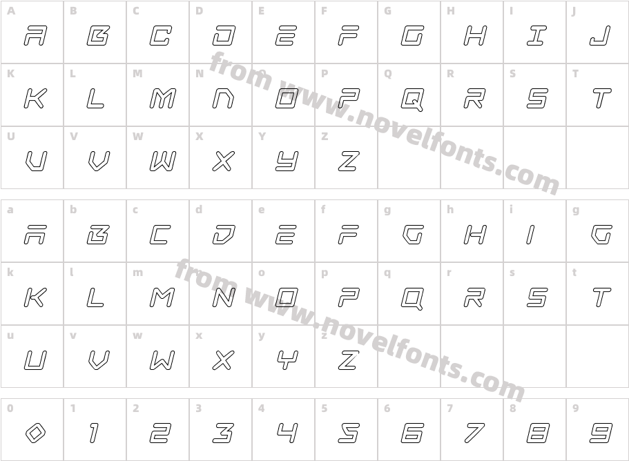 Tempest Apache Outline ItalicCharacter Map