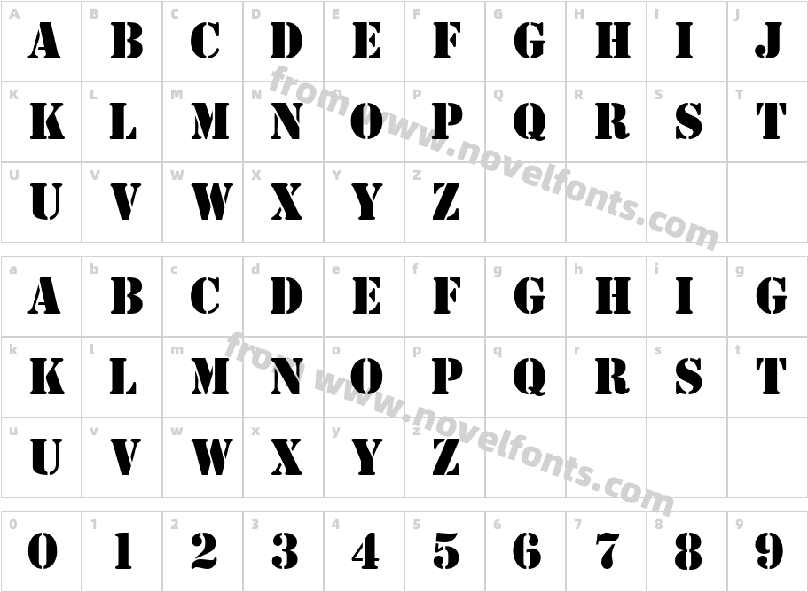 Template CapsS Si BoldCharacter Map