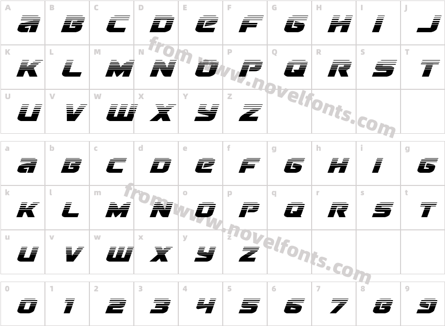 Terran Half Tone ItalicCharacter Map