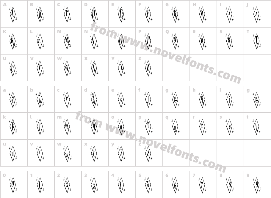 Terylene Top RegularCharacter Map