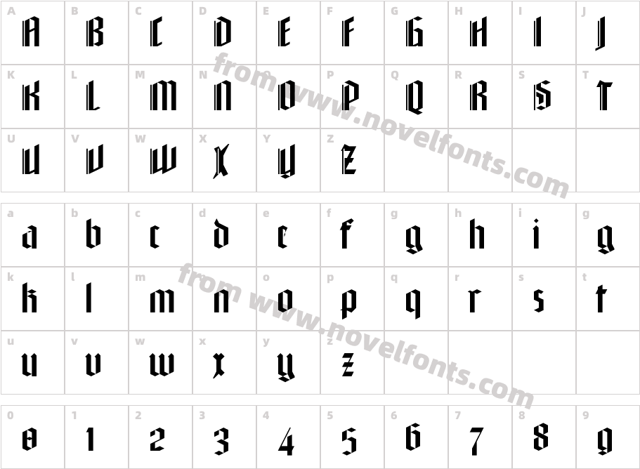 Textura Prescisus RegularCharacter Map