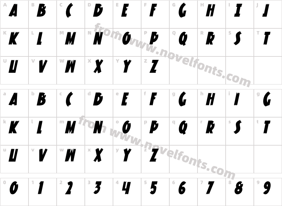 Knuckle Sandwich Classic ItalicCharacter Map