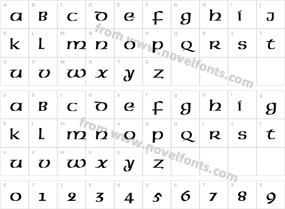 AmericanUncialEFCharacter Map