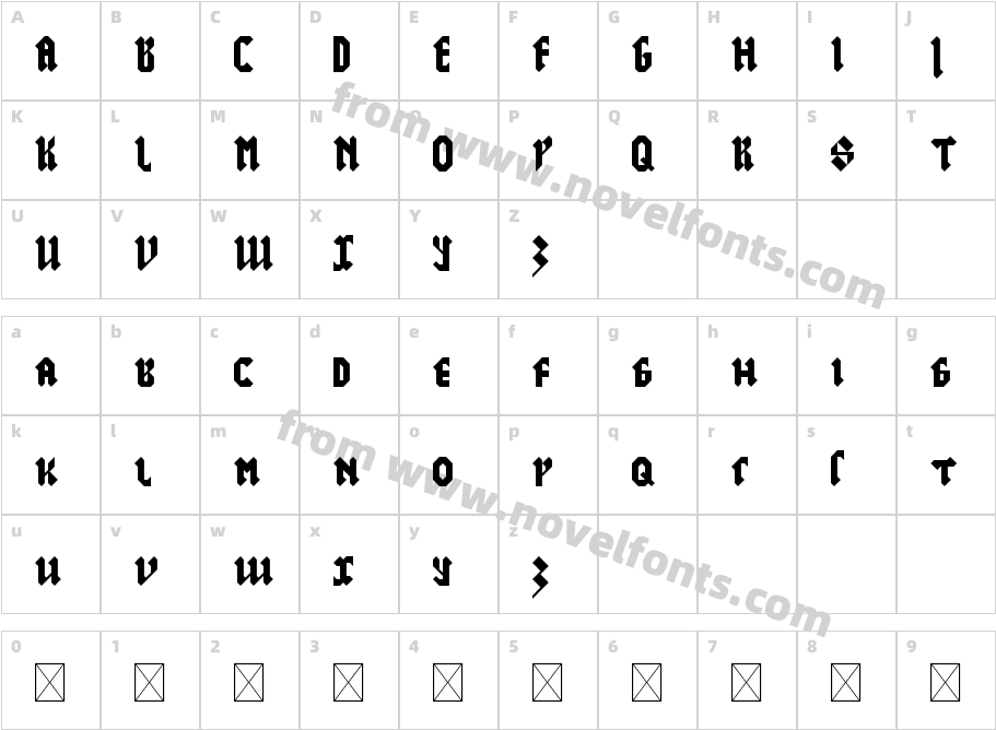 Thick Bookstaves RegularCharacter Map