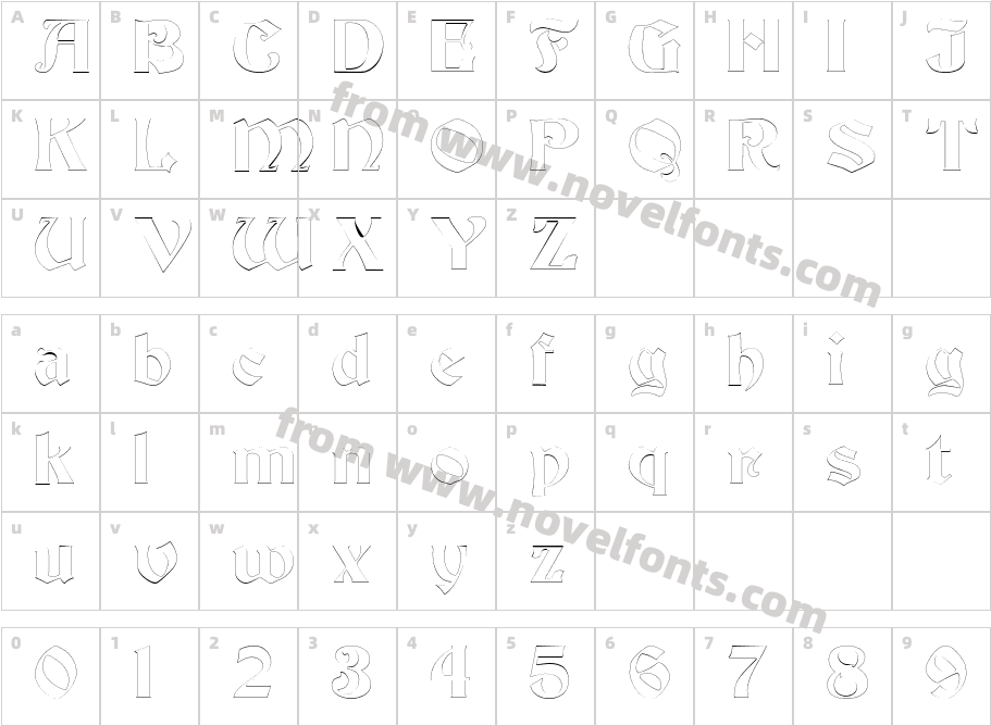 Thornton Outline RegularSWFTECharacter Map