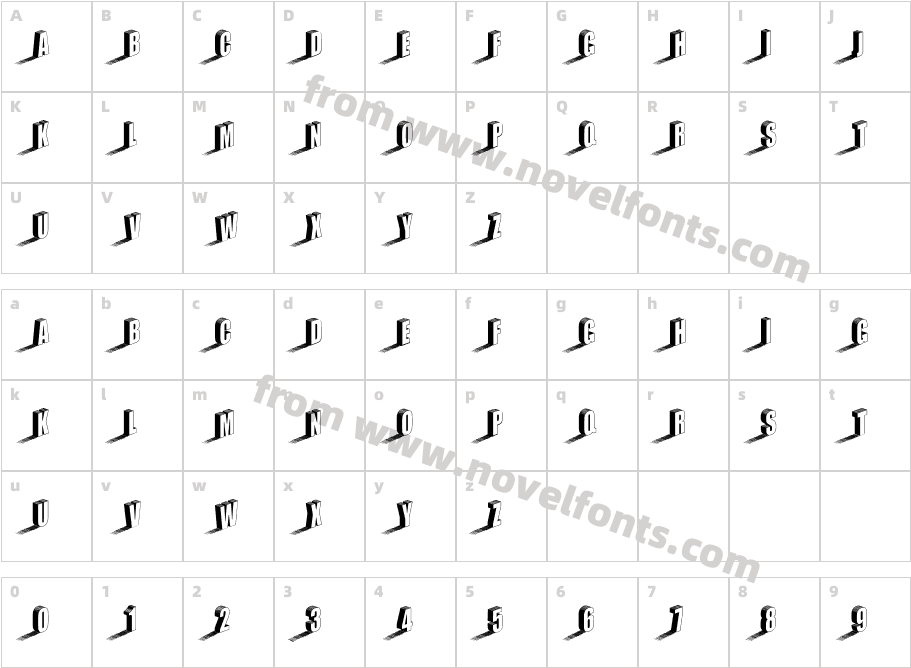 Three Dimensions Hollow RegularCharacter Map